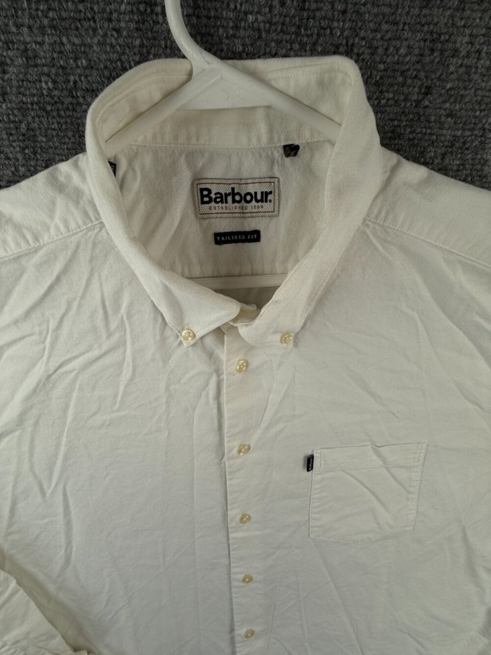 Barbour Tailored Fit Us Size XL Long Sleeve White Button Up Shirt Cotton Adult